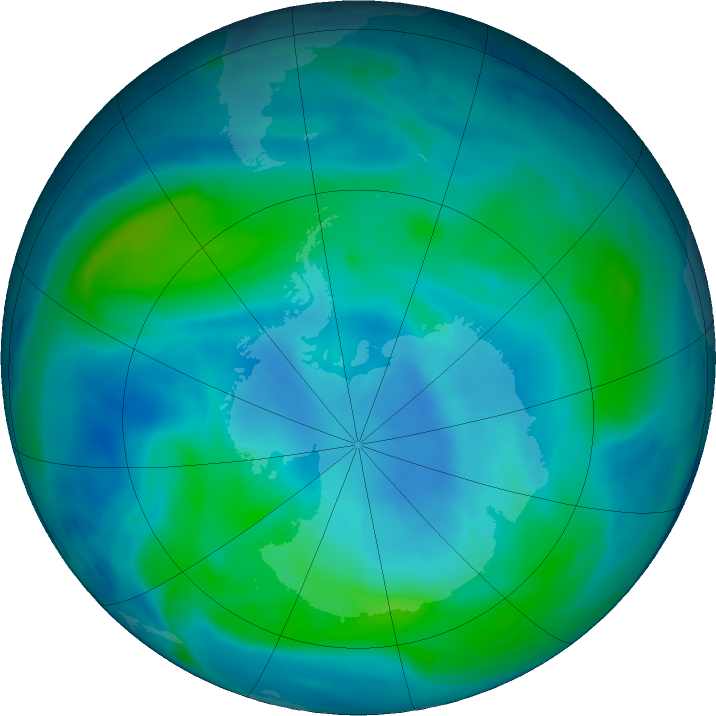 Antarctic ozone map for 06 March 2018